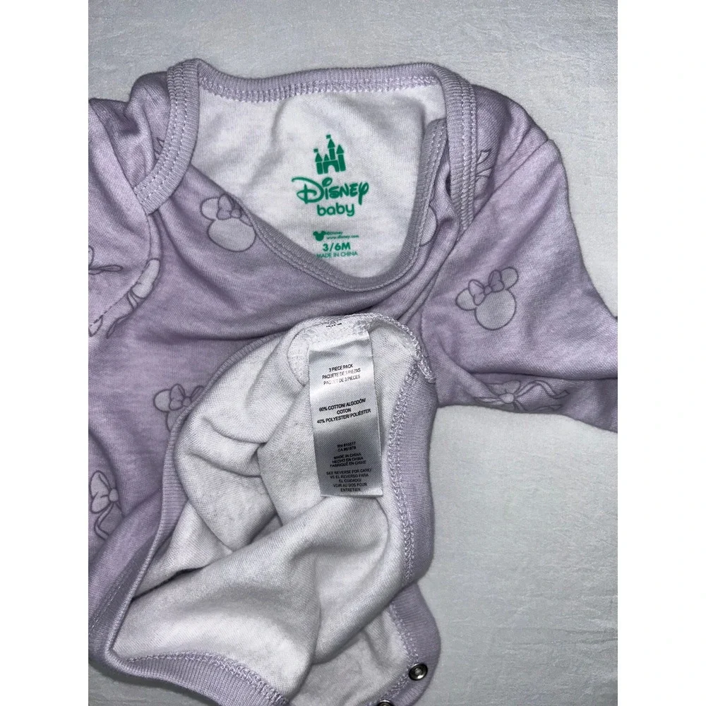 Disney Baby Minnie Mouse‎ Bodysuit Purple Long Sleeve 3/6M